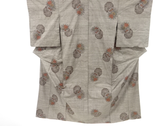 JAPANESE KIMONO / VINTAGE UNUSED KIMONO / DORO OSHIMA TSUMUGI / WOVEN KIKKO & PLANT